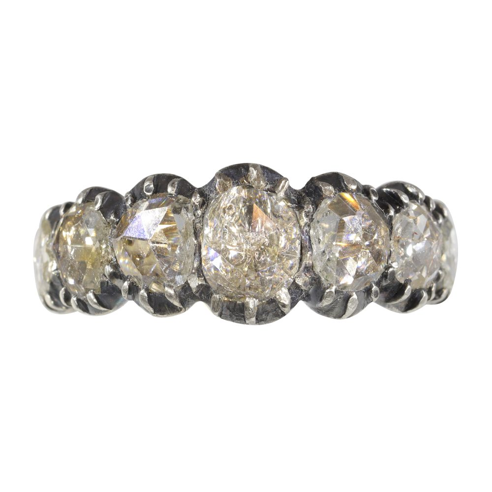 Georgian Diamond Ring In 18 Carat Rose Gold And Silver