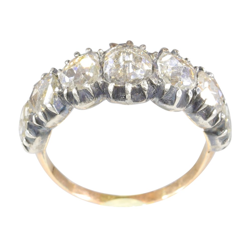 Georgian Diamond Ring In 18 Carat Rose Gold And Silver