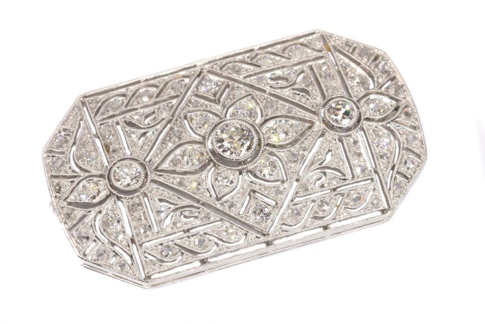 Art Deco Old Cut Diamond Brooch