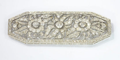 Art Deco French 1.40ct Old Cut Diamond Brooch in Platinum