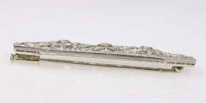 Art Deco French 1.40ct Old Cut Diamond Brooch in Platinum