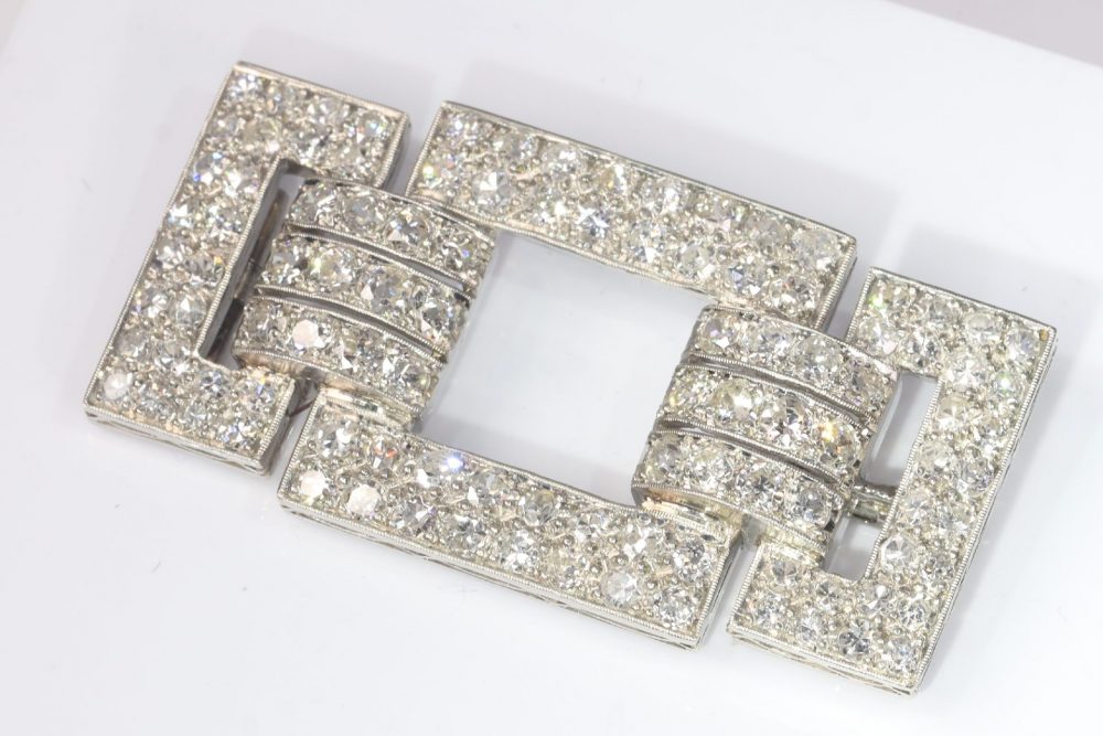 Art Deco Platinum and Diamond Brooch, 4 carats