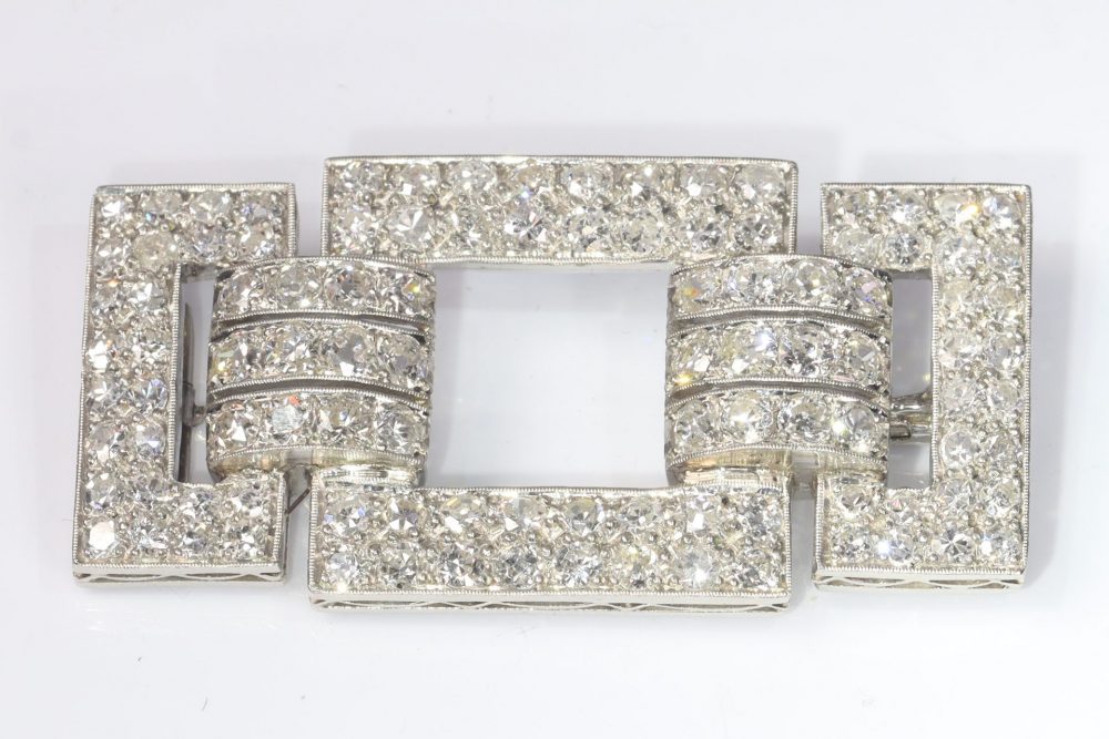 Art Deco Platinum and Diamond Brooch, 4 carats