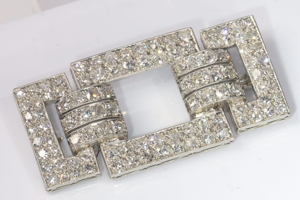 Art Deco Platinum and Diamond Brooch, 4 carats