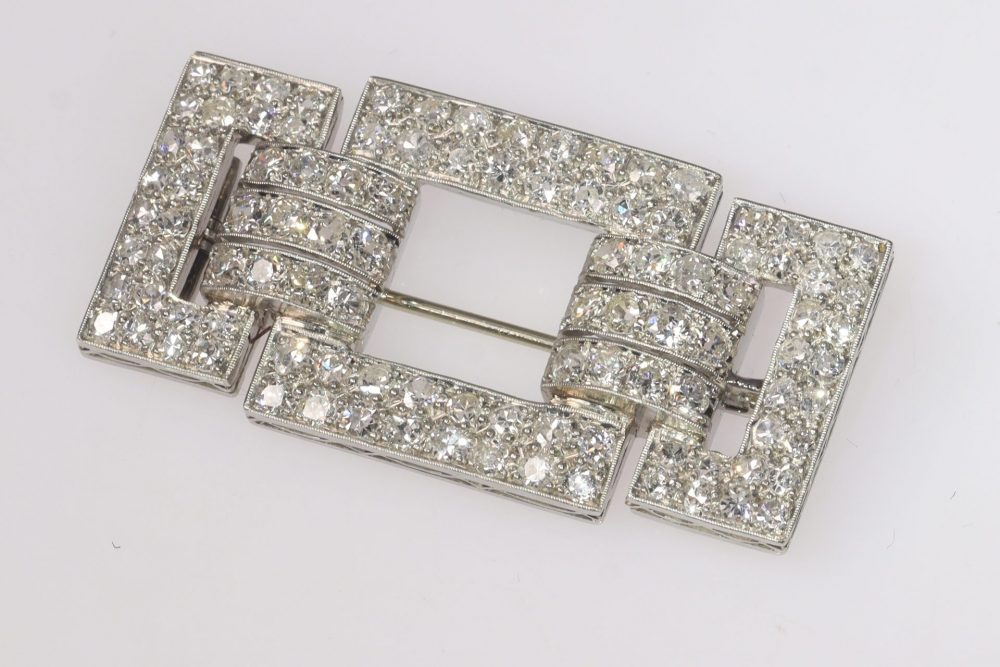 Art Deco Platinum and Diamond Brooch, 4 carats