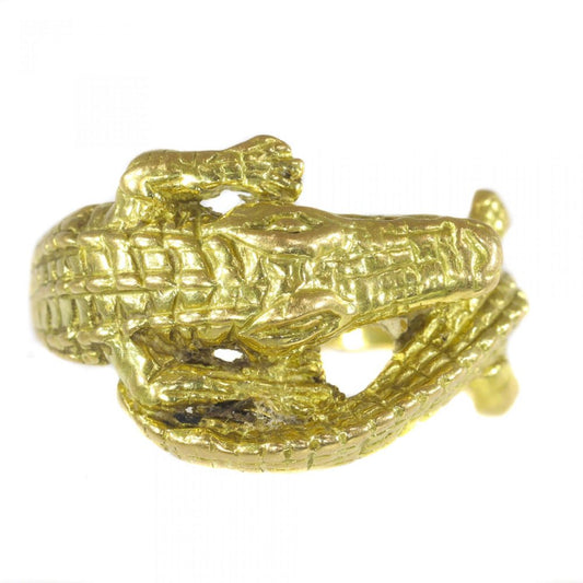 Vintage 18ct Yellow Gold Crocodile Alligator Ring, Circa 1970