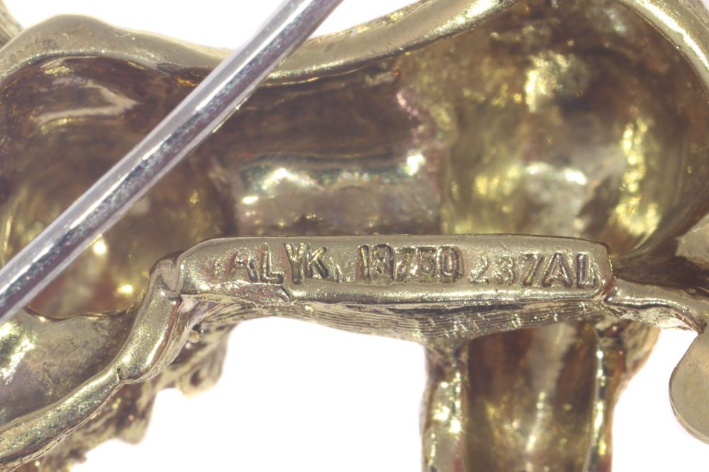 Vintage Italian 18ct Yellow Gold Poodle Dog Brooch with Ruby Eyes, Circa 1950s-1960s