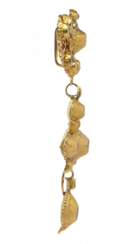 Antique Georgian Ornate 18ct Yellow Gold Cross Pendant with Rose Cut Diamonds