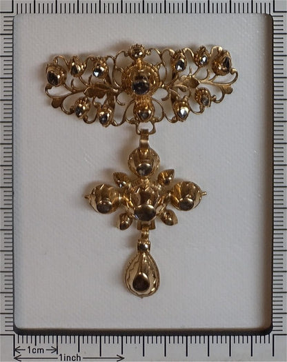 Antique Georgian Diamond and Gold Ornate Cross Pendant