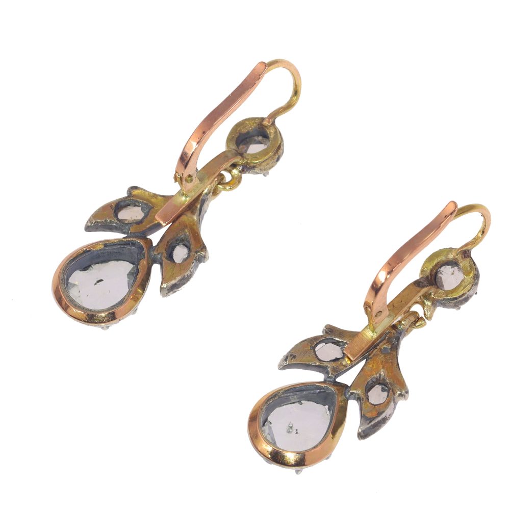 Victorian Diamond Drop Earrings In 18 Carat Rose Gold And Silver