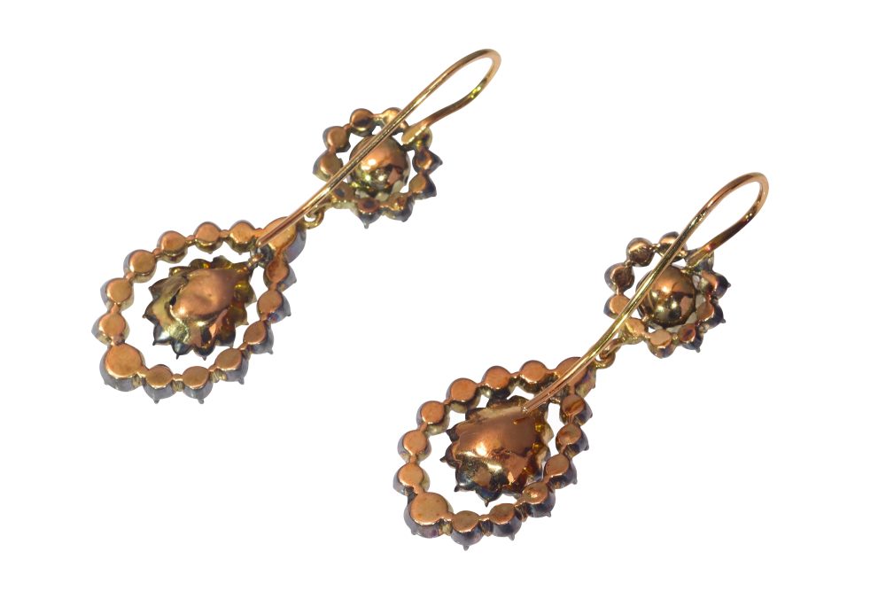 Georgian Diamond Earrings In 18 Carat Rose Gold And Silver