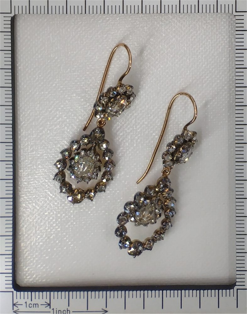 Georgian Diamond Earrings In 18 Carat Rose Gold And Silver