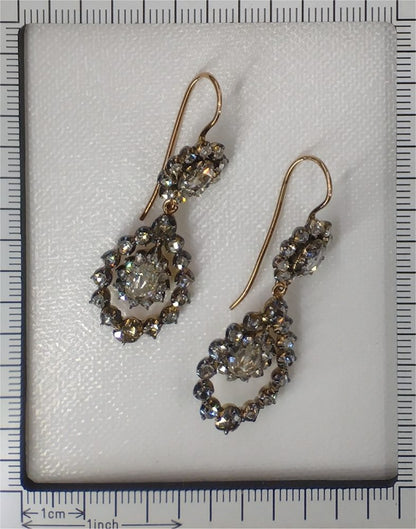 Georgian Diamond Earrings In 18 Carat Rose Gold And Silver