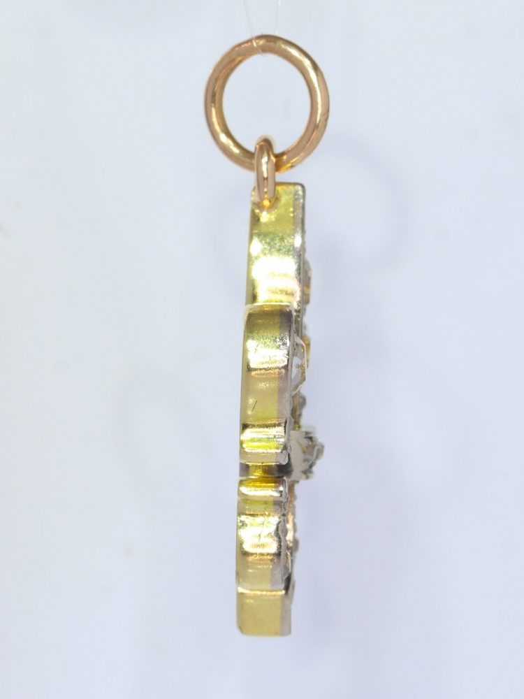 Antique Old Cut Diamond Fleur de lis Pendant, 0.90 carats, Circa 1900