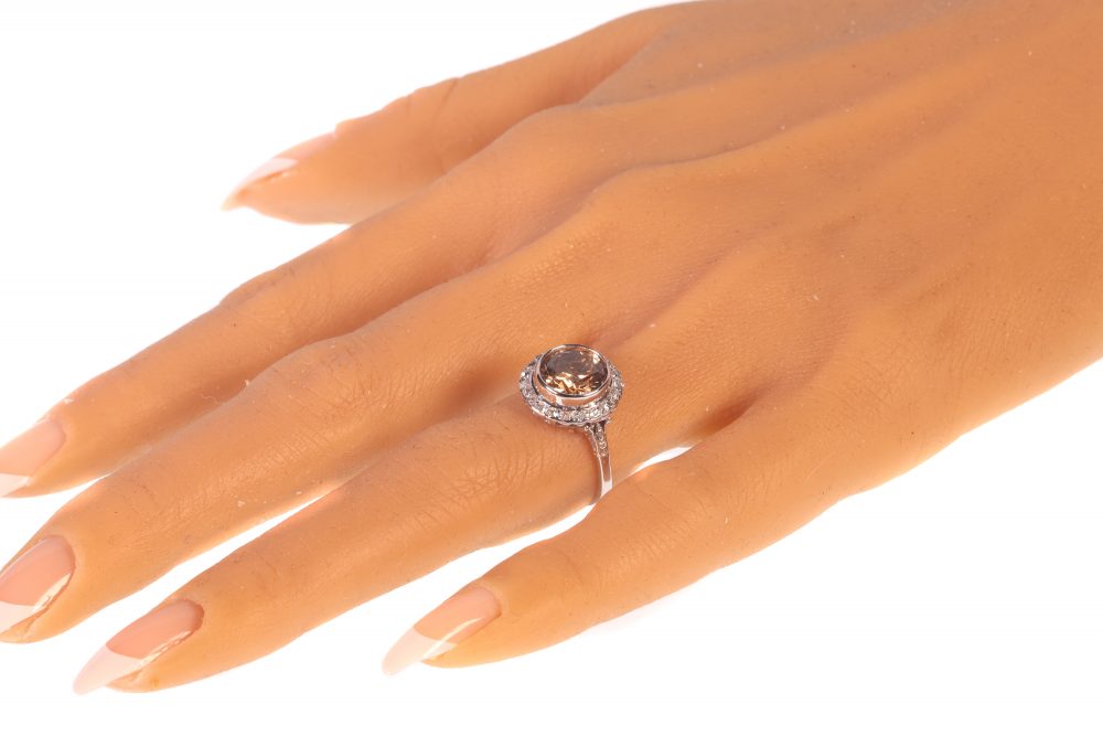 Vintage Certified 2.53ct Natural Yellow Fancy Diamond Cluster Ring