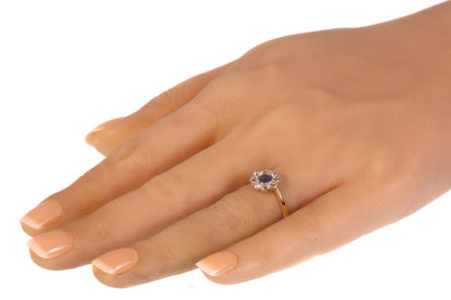 Art Deco Sapphire and Diamond Cluster Ring