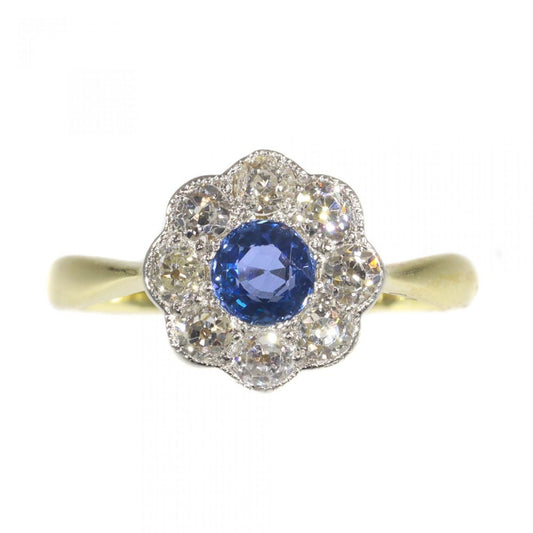 Art Deco Sapphire and Diamond Cluster Ring