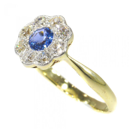 Art Deco Sapphire and Diamond Cluster Ring