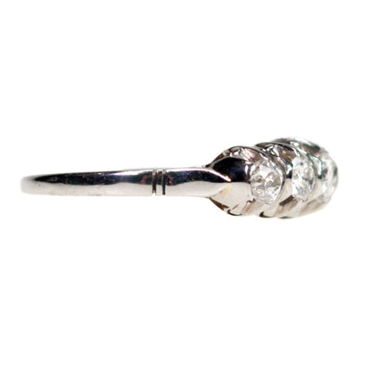 Antique Old European Cut Diamond and Platinum Five Stone Ring, 0.80 Carat