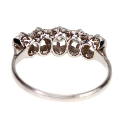 Antique Old European Cut Diamond and Platinum Five Stone Ring, 0.80 Carat