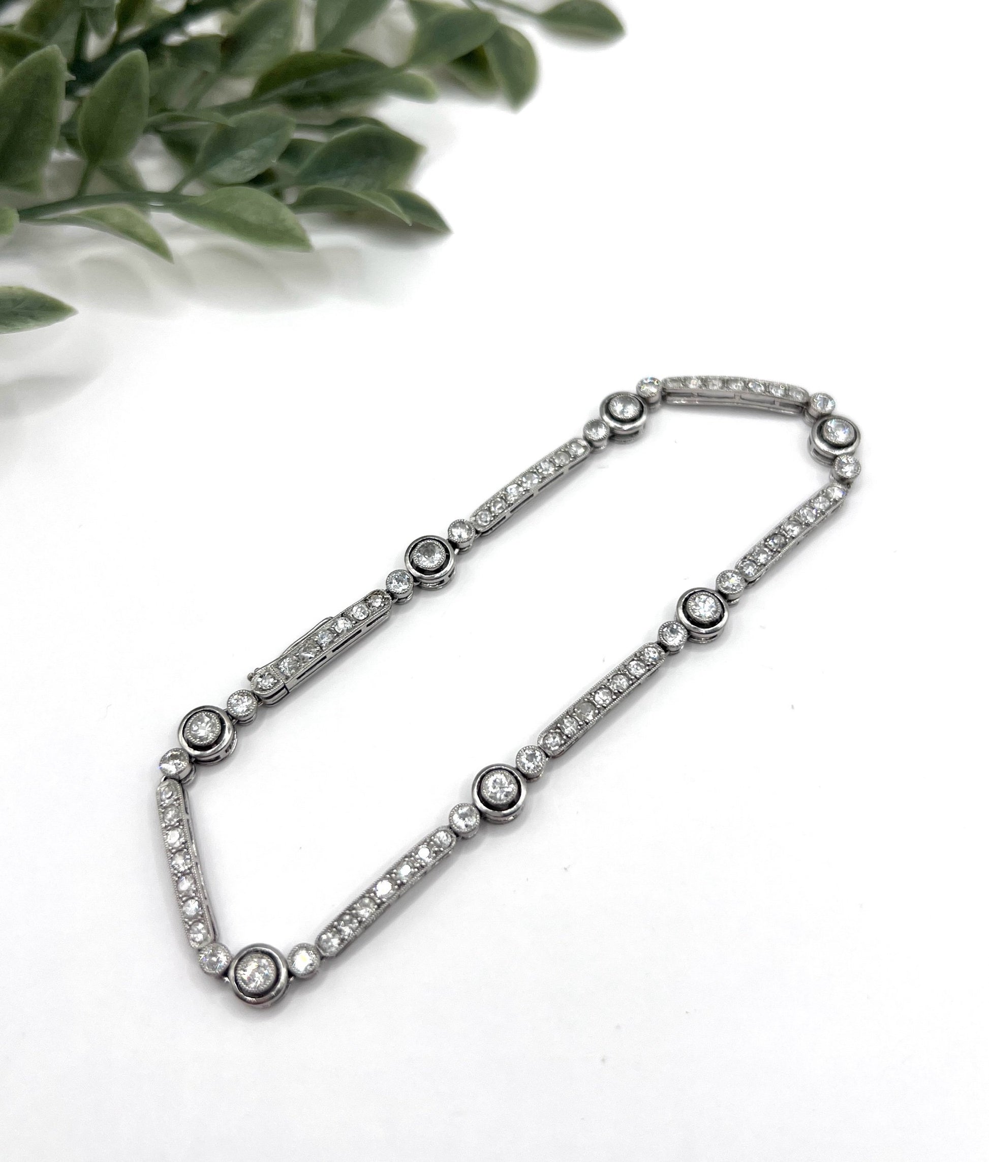 Antique Art Deco Platinum Diamond Target Bracelet, 3.00 Carats, Circa 1920