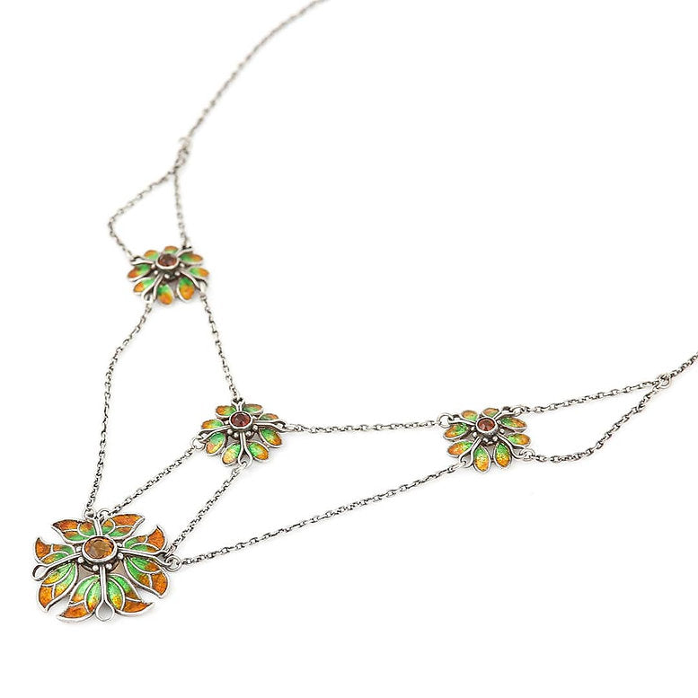 Liberty and Co Arts and Crafts Citrine and Enamel Necklace