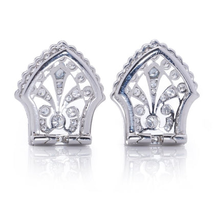 Late Art Deco 1940s Diamond Double Clip Brooch, 4.20 carat total