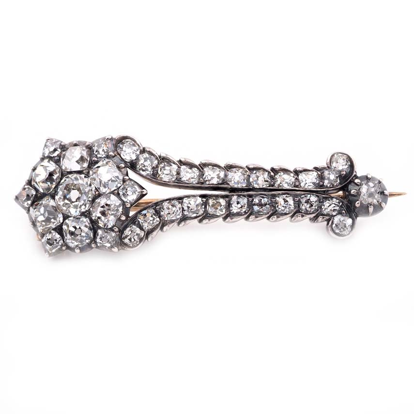 Rare Antique Georgian 1.40ct Old Cut Diamond Cluster Comet Brooch