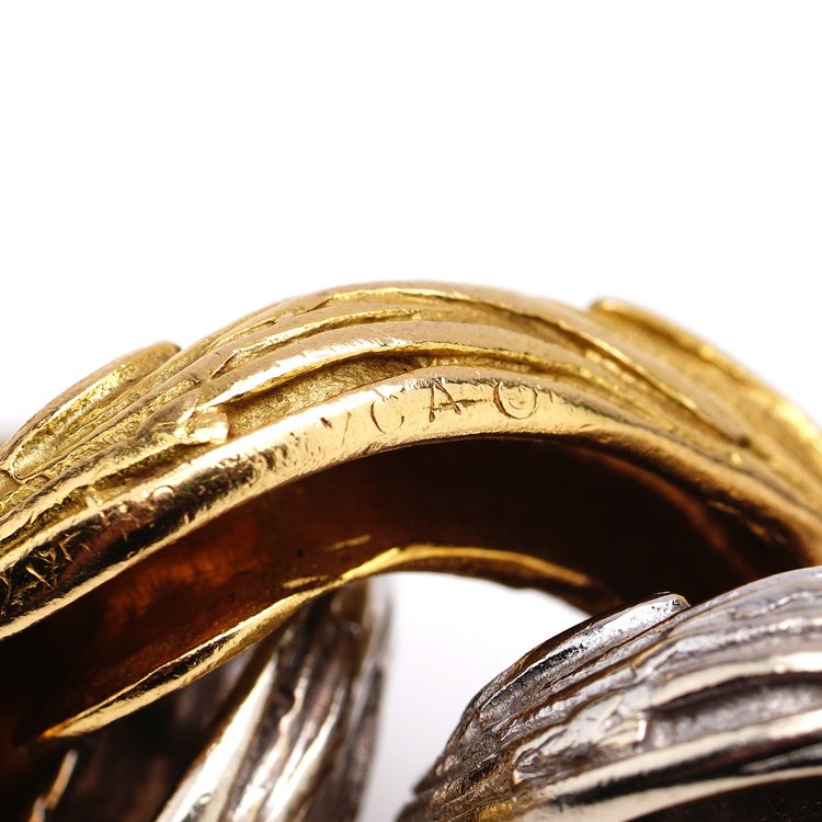 Vintage Van Cleef and Arpels Hammered 18ct Yellow and White Gold Link Bracelet