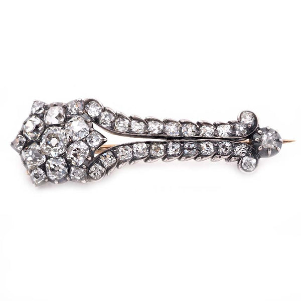 Rare Antique Georgian 1.40ct Old Cut Diamond Cluster Comet Brooch, old mine-cut diamonds in design of Halley's Comet in silver upon 18ct gold. Circa 1835