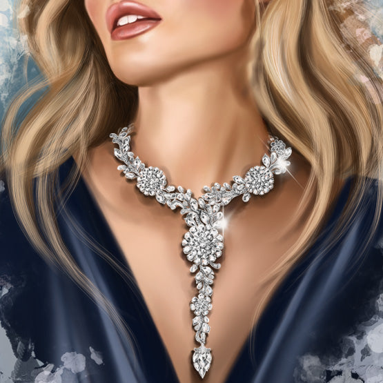 Opulent Diamond Floral Cluster Necklace, 48.44 carat total