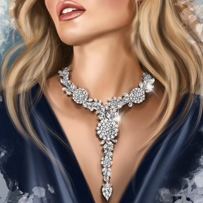 Opulent Diamond Floral Cluster Necklace, 48.44 carat total