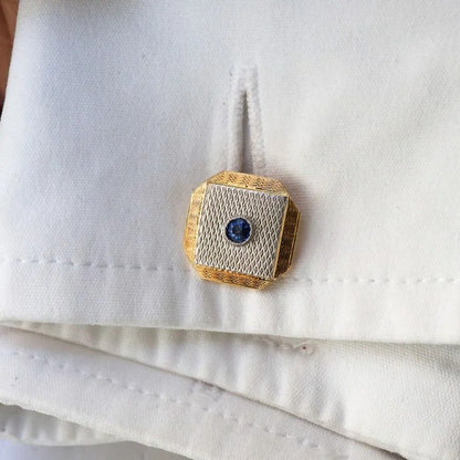 Art Deco Sapphire Platinum and Gold Cufflinks