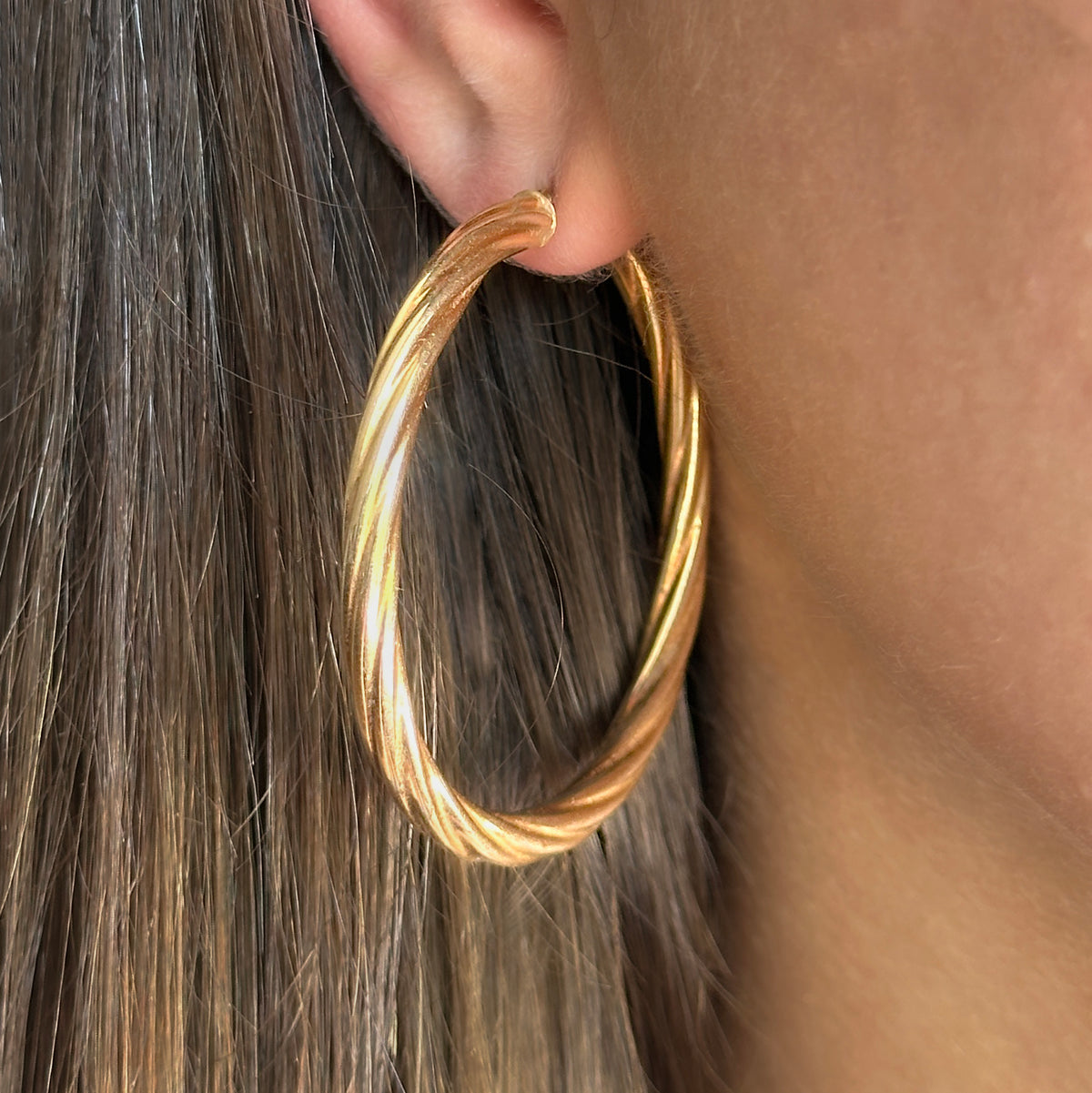 Unoaerre Twisted-Rope Hoop Earrings