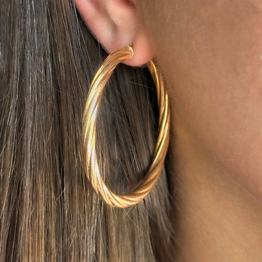 Unoaerre Twisted-Rope Hoop Earrings