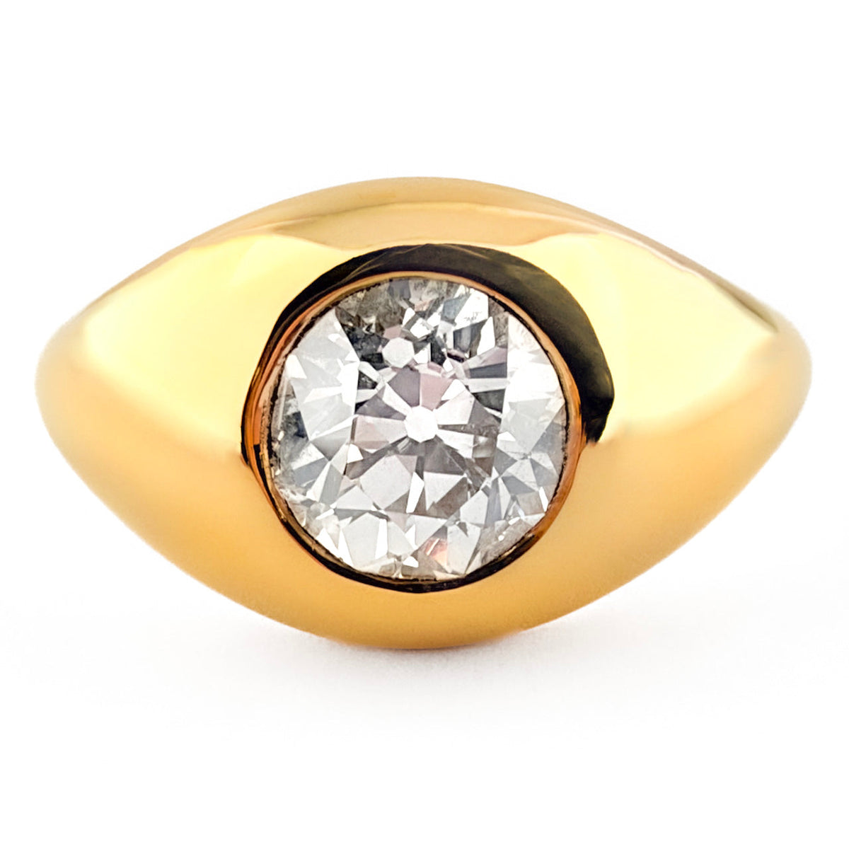 Edwardian Antique 1.32ct Single Stone Diamond Solitaire Gypsy Ring