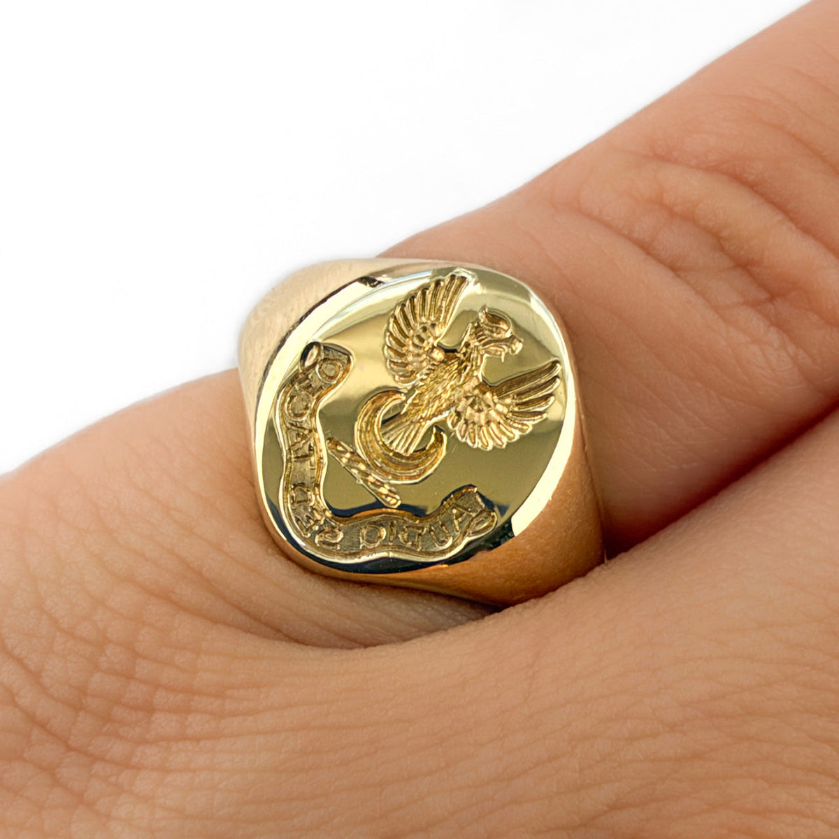 Vintage Eagle Intaglio & Motto Signet Ring
