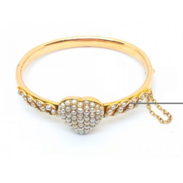 Antique Victorian Pearl Bangle Bracelet, Circa 1880