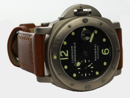 Panerai Luminor Submersible Titanium 45mm Automatic Watch, OP 6528, on Panerai brown leather strap with pin buckle, with Panerai box and papers