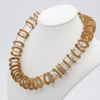 Modernist French Retro Avant Garde 18ct Gold Structural Collar Necklace