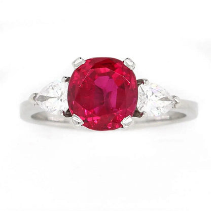 Certified Natural 2.4ct Burma Ruby and Diamond Ring by Gubelin