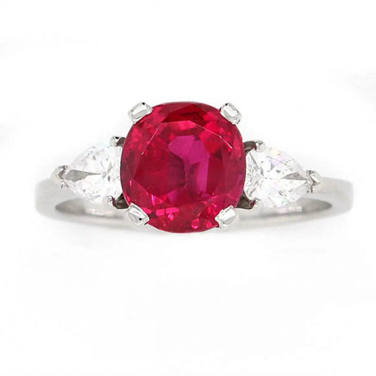 Certified Natural 2.4ct Burma Ruby and Diamond Ring by Gubelin