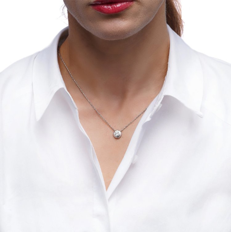 Single Stone 0.50ct Diamond Pendant with Chain in White Gold
