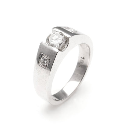 Vintage Three Stone Diamond Ring with Chunky 18ct White Gold Shank Setting, Circa 1980s