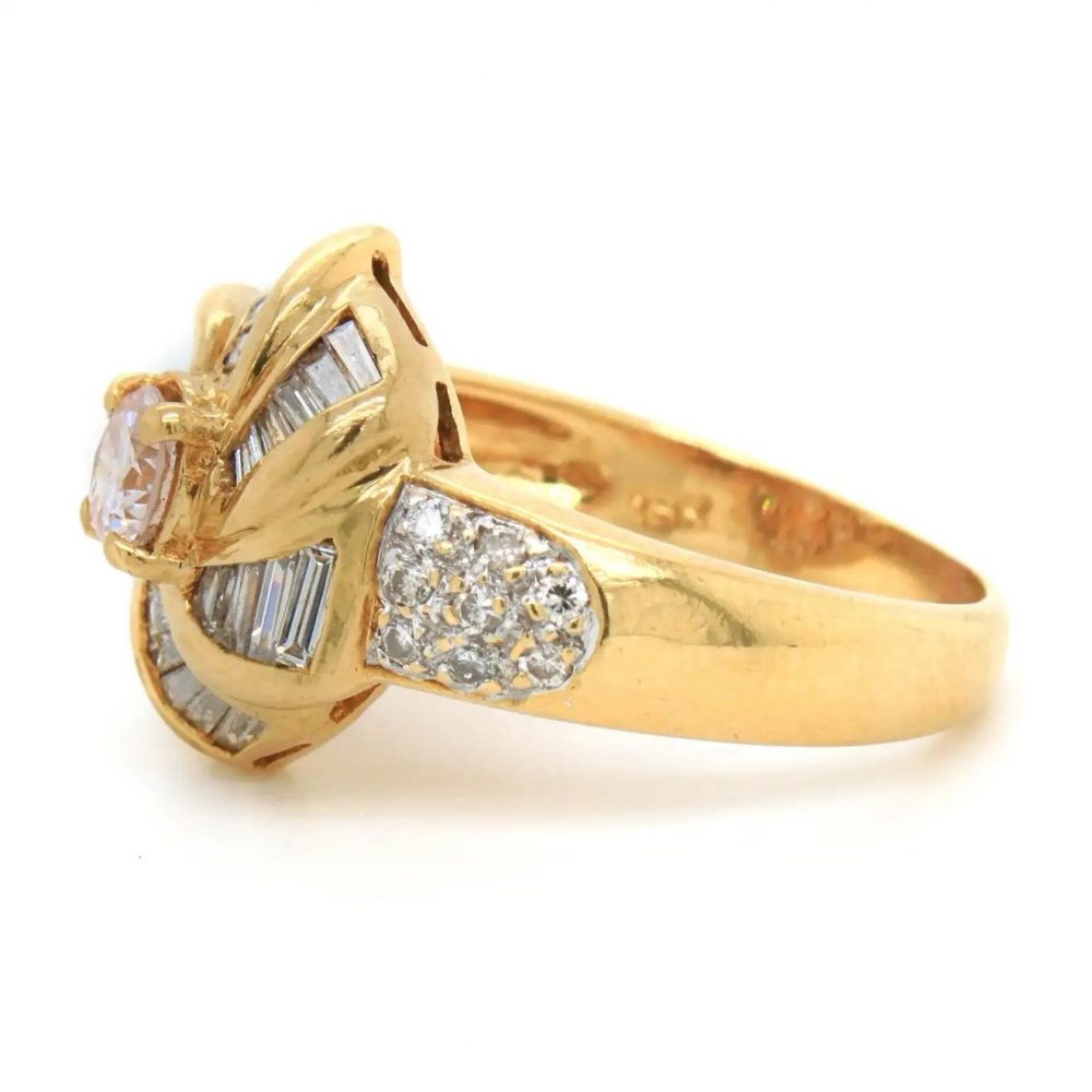 Vintage Faint Pink and White Diamond Floral Cluster Windmill Ring