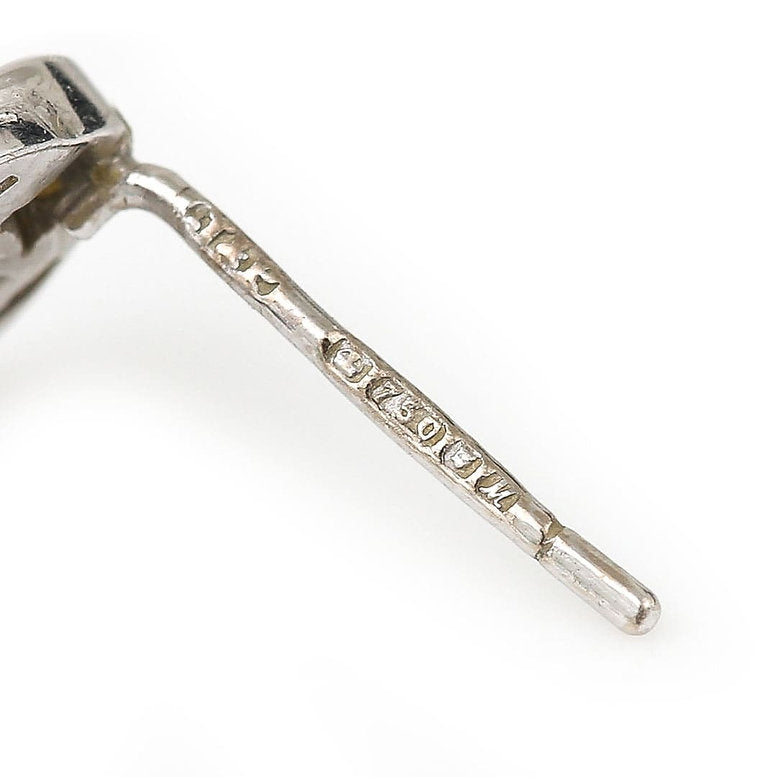 Art Deco Style Teardrop Cabochon Onyx and Diamond Drop Earrings in 18ct White Gold