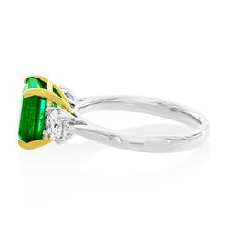 2.48ct Emerald and Diamond Three Stone Engagement Ring in Platinum