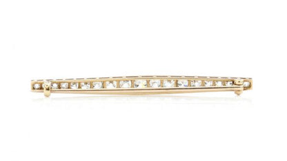 Art Deco 1.20ct Old Cut Diamond Bar Brooch in Platinum and 18ct Gold