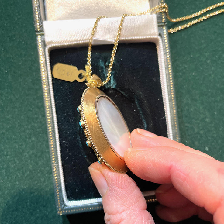 Antique Victorian Garnet and Turquoise Locket Pendant