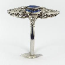 Vintage French Sapphire, Diamond and Platinum Cocktail Ring